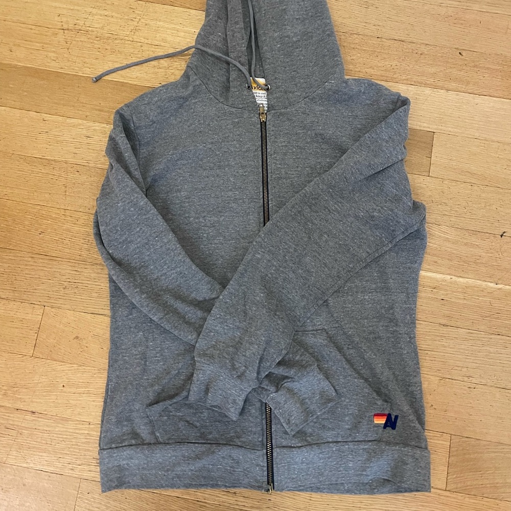 Aviator Nation Signature Crew Lightening Bolt Zip Hoodie